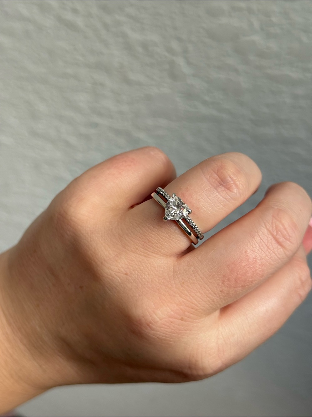 Pandora double band heart ring